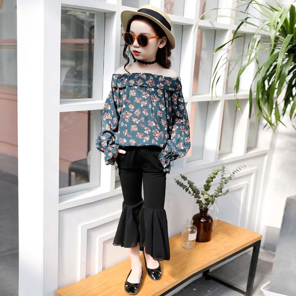 

2018 Spring Autumn Girls Clothing Set Kids Suit Set Casual Two-piece Floral Suit for Girl Tracksuit Children Clothing