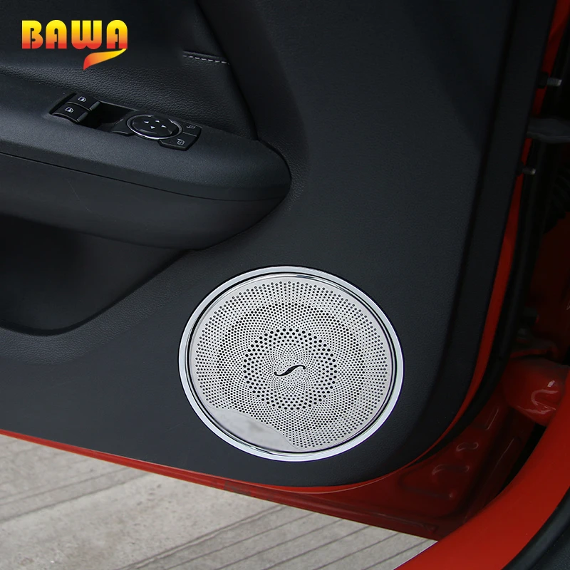 Car Interior Door speaker Decor Trim For Ford Mustang 2015-2019 Stainless steel 2pcs,small