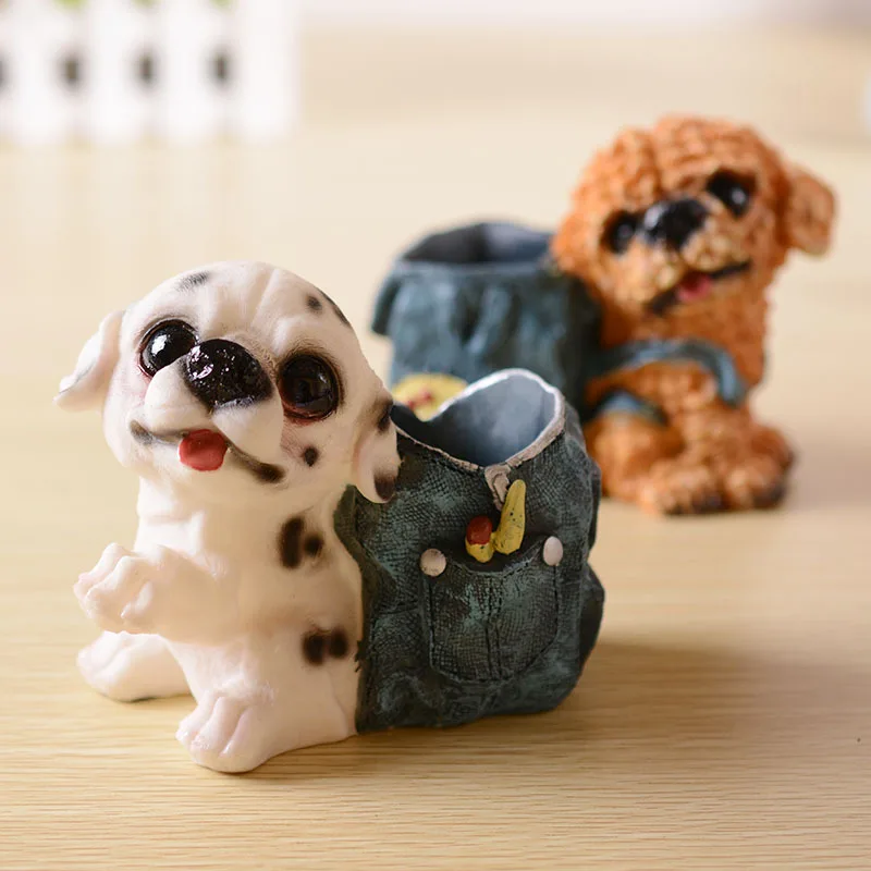 Happy Puppy Dog Ручки держатели детские игрушки изделия из смолы карандаш ваза фигурка для студентов подарок украшение дома аксессуары поставки