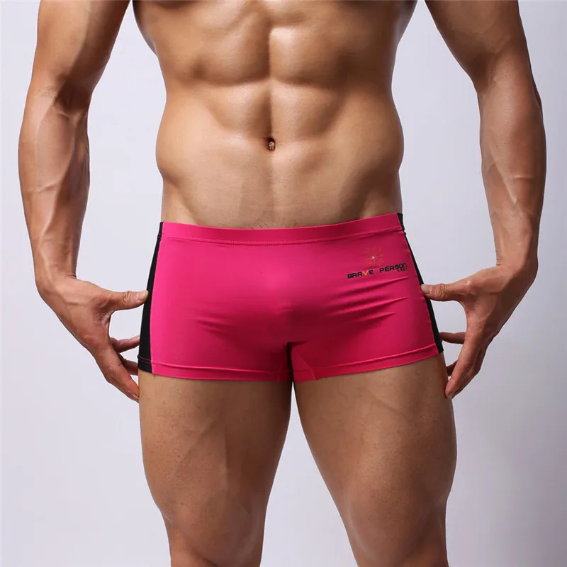 Сексуальные мужские трусы-боксеры, плавательные трусы плавки для мальчика, мужские короткие черные мужские плавки, мужские спортивные шорты 01 - Цвет: Розовый