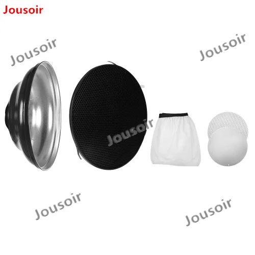 55cm-22-Bowens-Mount-Studio-Silver-Waved-Beauty-Dish-Honeycomb-Grid-with-Soft-Cloth-for-Studio (3)