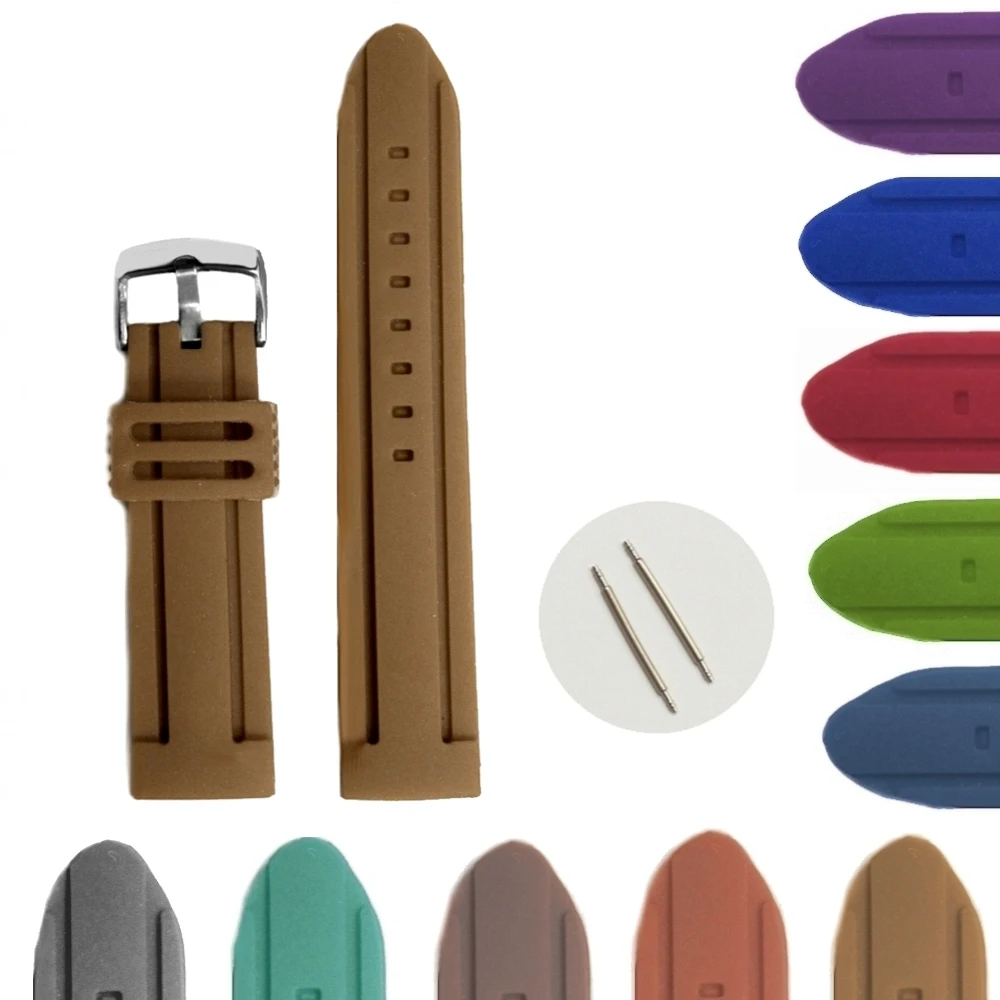 

24mm Nice Brown Color Silicone Jelly Rubber Unisex Watch Band Straps