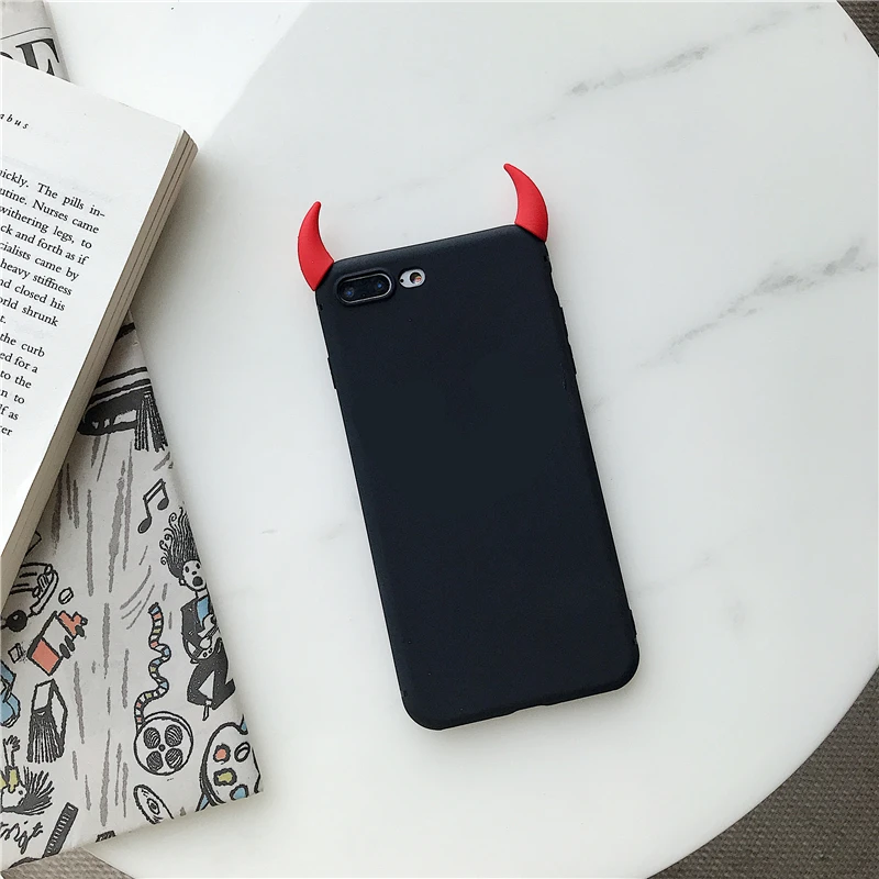 Мягкий силиконовый черный чехол Devil Horns Demon Angle Cover для huawei P20 Lite P30 Pro P8 P9 P10 Plus P Smart mate 9 10 20 X