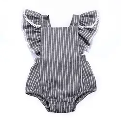 Лето 2018 для новорожденных девочек полосатый комбинезон одежда; пляжный костюм; Одежда для малышей