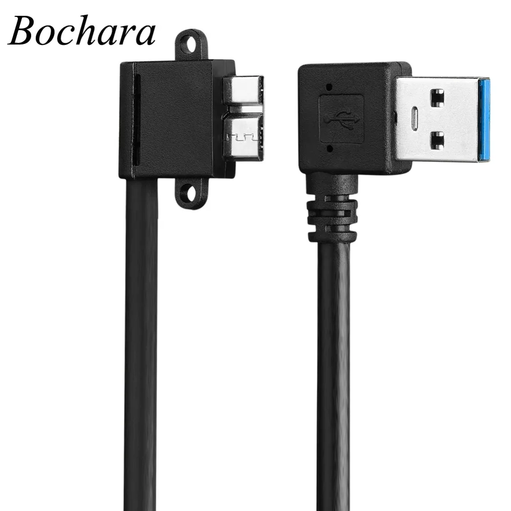 

Bochara 90degree Micro USB 3.0 Cable USB 3.0 Type A Male to Micro USB 3.0 Male Foil+Braided Shielded For HDD