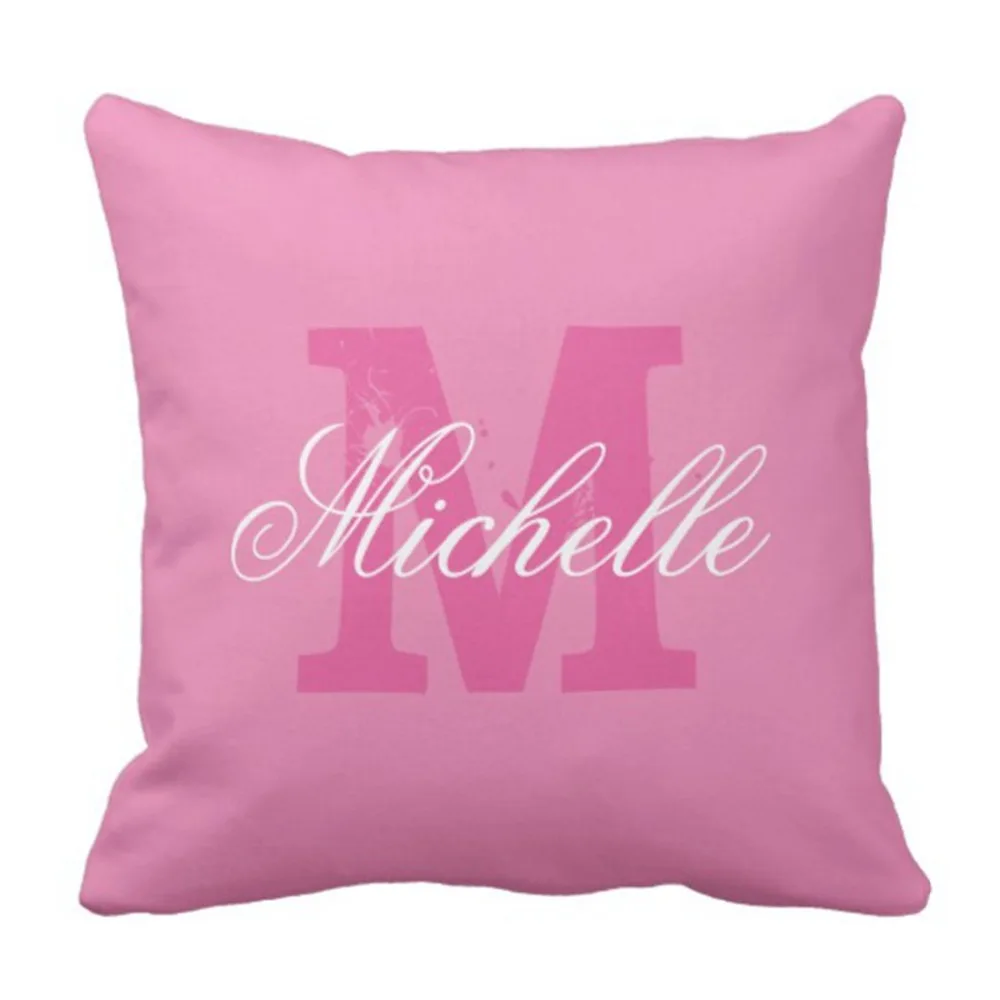 

Throw Pillow Cover Cute Monogrammed Personalized Name Monogram Dorm Decorative Pillow Case Home Decor Square 18 x 18Inch Pillow