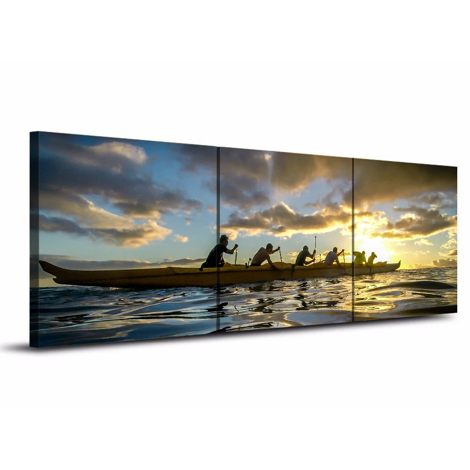 فريق artsailing 3 قطعة قماش الفن hd الطباعة المياه الرياضة الغروب لغرفة المعيشة جدار شحن مجاني UP-1832B كاياك
