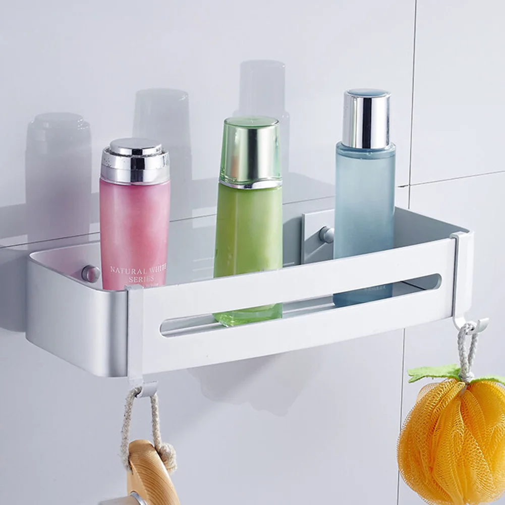 

Hot Multifunctional Corner Bathroom Shelf Rustproof Wall Mount Nail Free Adhesive Space Aluminum Kitchen Storage @LS AU06