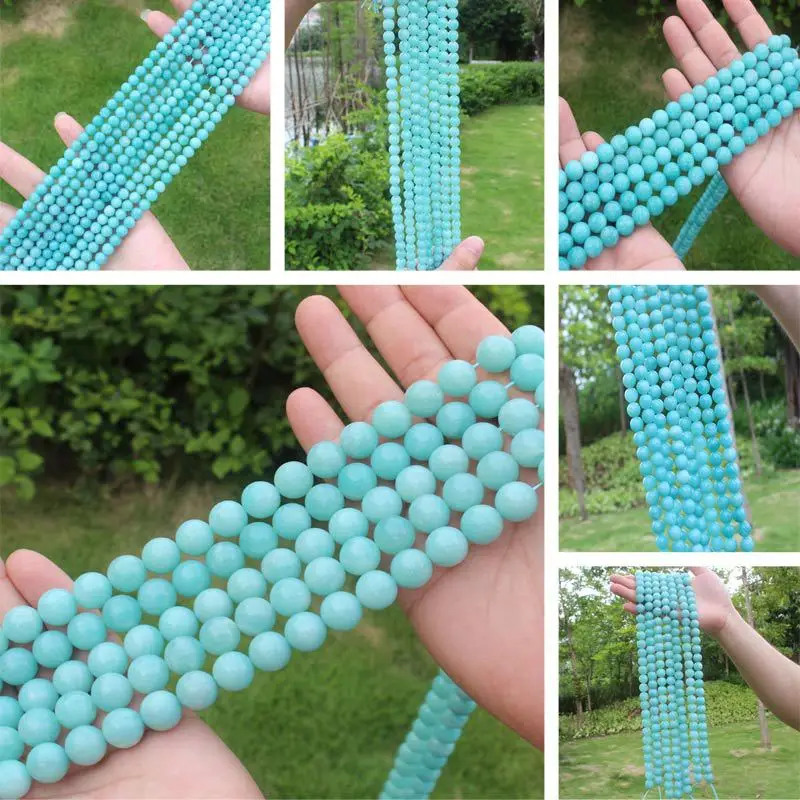 

AAA Natural Blue Amazonite 4-12mm Round Beads 15"/38cm ,Beads For DIY Jewelry making !We provide mixed wholesale for all items!