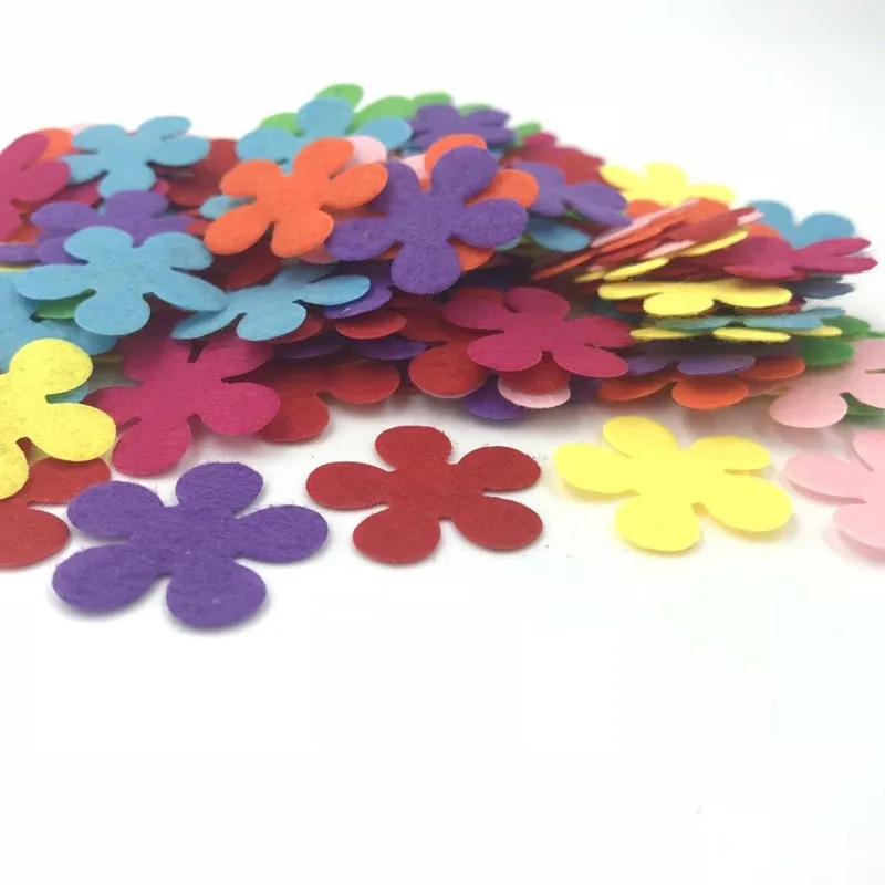 100 Scrapbook Die Cut Flower Non Woven Felt Fabric Flower Embellishment 35mm