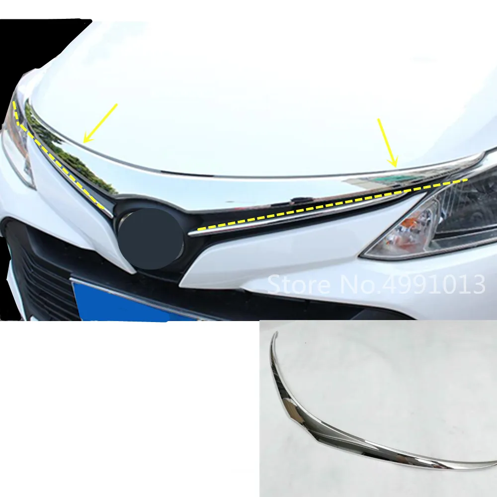 

Car cover bumper engine head trim front grid grill grille frame edge 1pcs For Toyota Vios/Yaris sedan 2017 2018 2019
