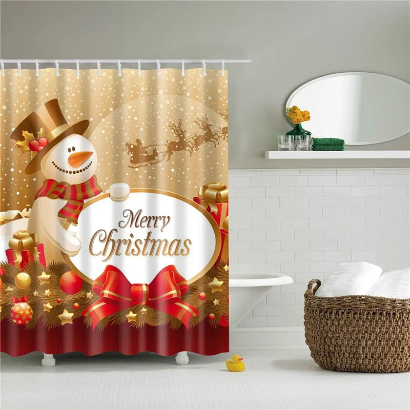 180*180 см водостойкая занавеска для ванной комнаты с рождественским принтом занавеска для ванной s Украшение полиэстер занавеска для ванной 1 шт - Цвет: TZ161112