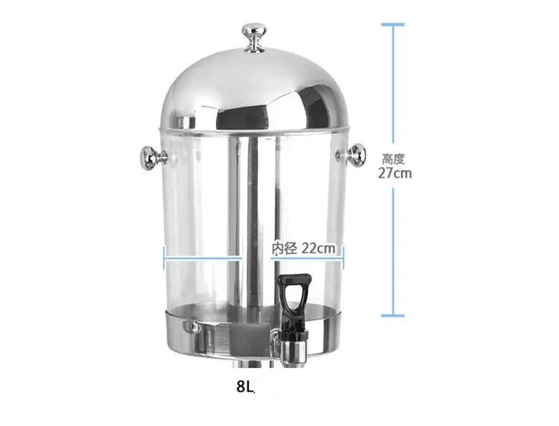  drink dispensers with stand stainless steel spigot ice chamber plastic double juice container beverage jar silver gold 8L jug buffet server