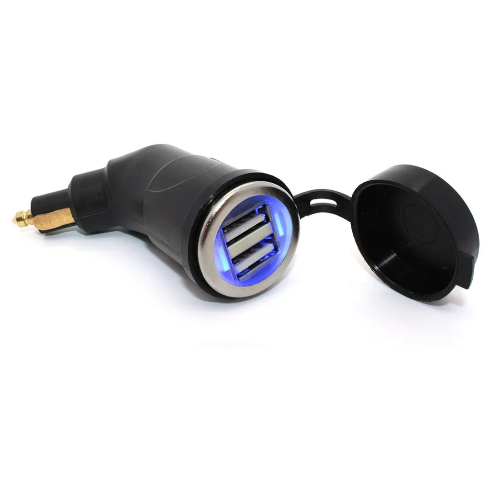12 24 V Dual Smart Phone 3.3A USB Motorcycle Charger Adapter Socket Outlet For BMW With Blue LED Light