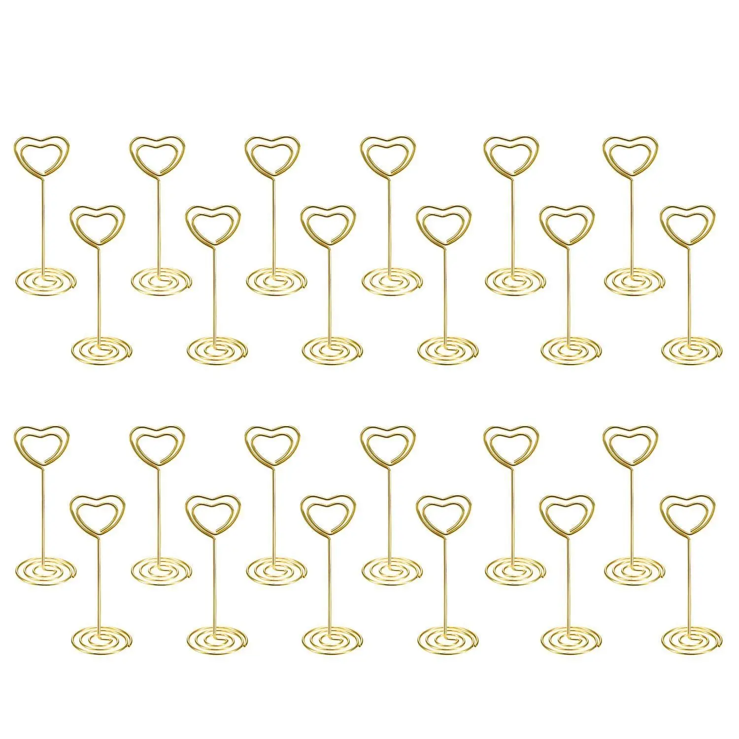 

BLEL Hot 24 Pack of Table Number Card Holders Photo Holder Stand Place Card Paper Menu Clips Holders, Gold Heart Shape