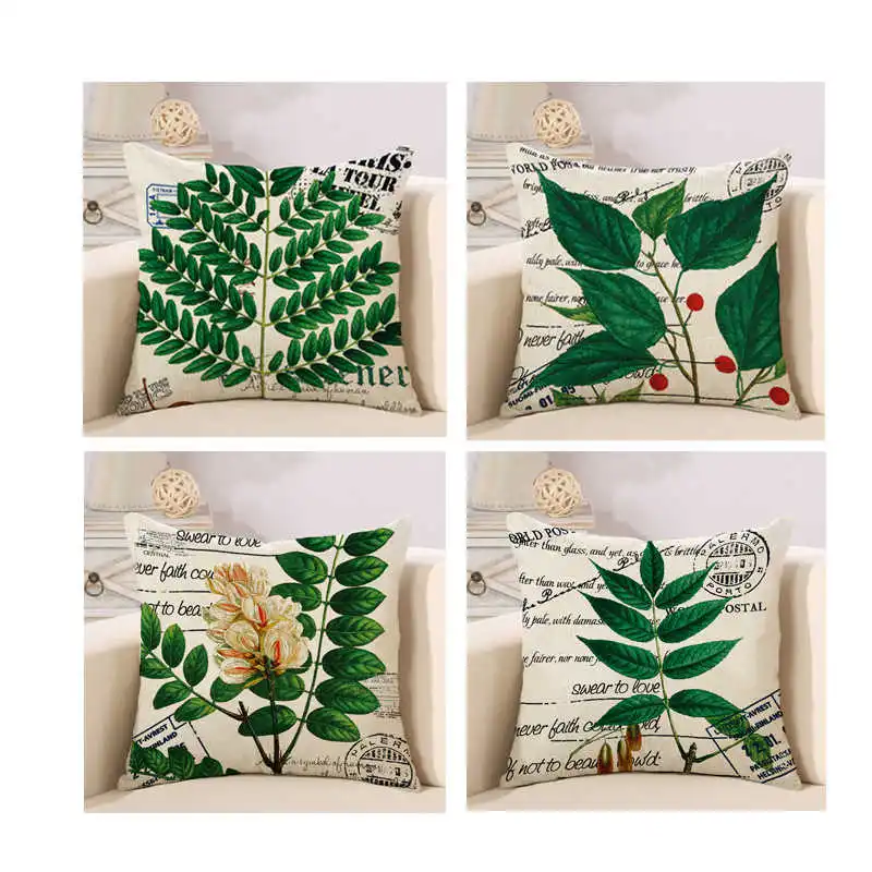 tropical plants leaves floral fruit cushion cover
