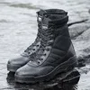 Мужские военные тактические ботинки, армейские дышащие спортивные ботинки, легкие походные ботинки для охоты, тренировочные ботинки, спортивные походные армейские ботинки - Цвет: Black