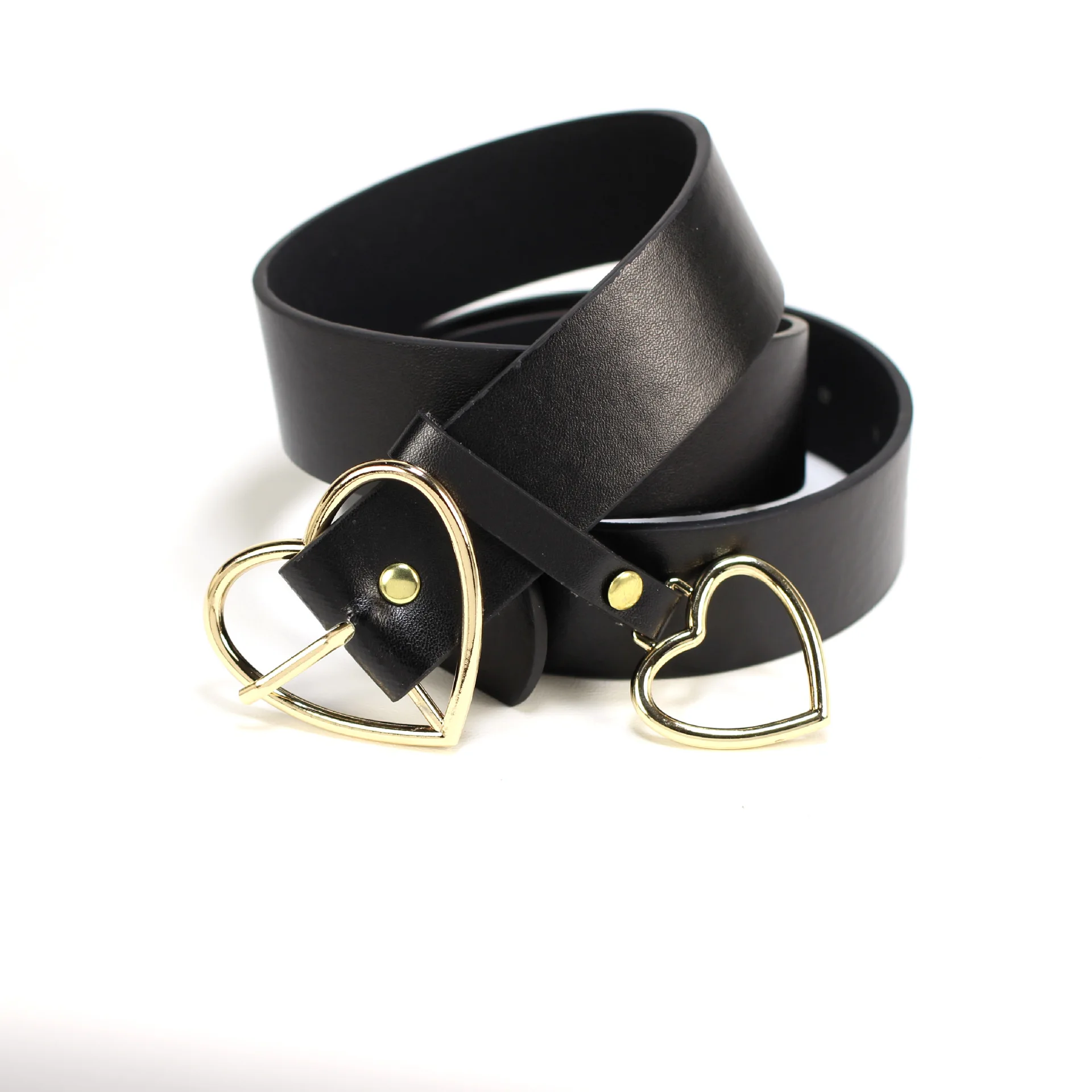 

2019 New Ladies Streetwear Gold Silver Heart Shape Pin Buckle Waist Belt Women's Wide Black Pu Leather Belts for Jeans Waistband