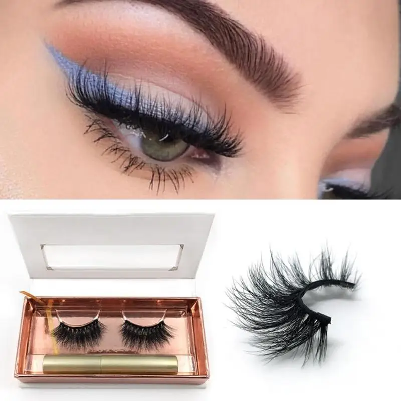 

Magnetic False Eyelashes With Eyeliner Three Magnetized Fiber Free Glue 3D False Mink Eyelashes Thick Curling False Eyelashes