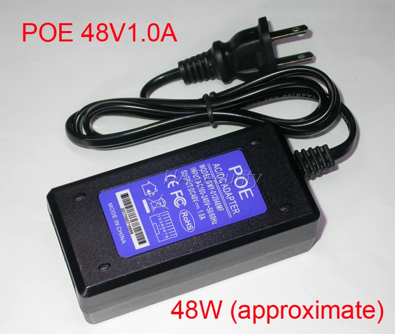 

POE power injector for IP network camera US power plug input AC100-240V / output DC48V Mid-Span 4/5(+) 7/8(-) 1.0A (max)
