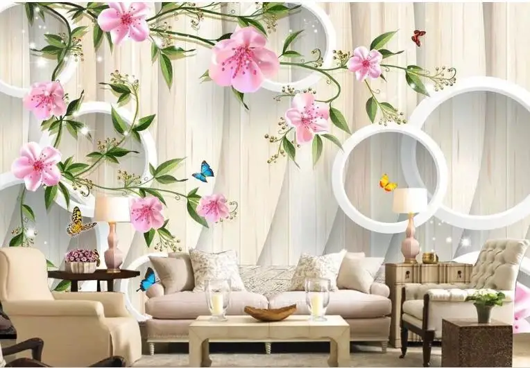 Custom Wallpaper Modern Flower Vine Wood Grain 3d Tv Sofa Living Room Background Soundproof Wallpaper Wallpapers Aliexpress