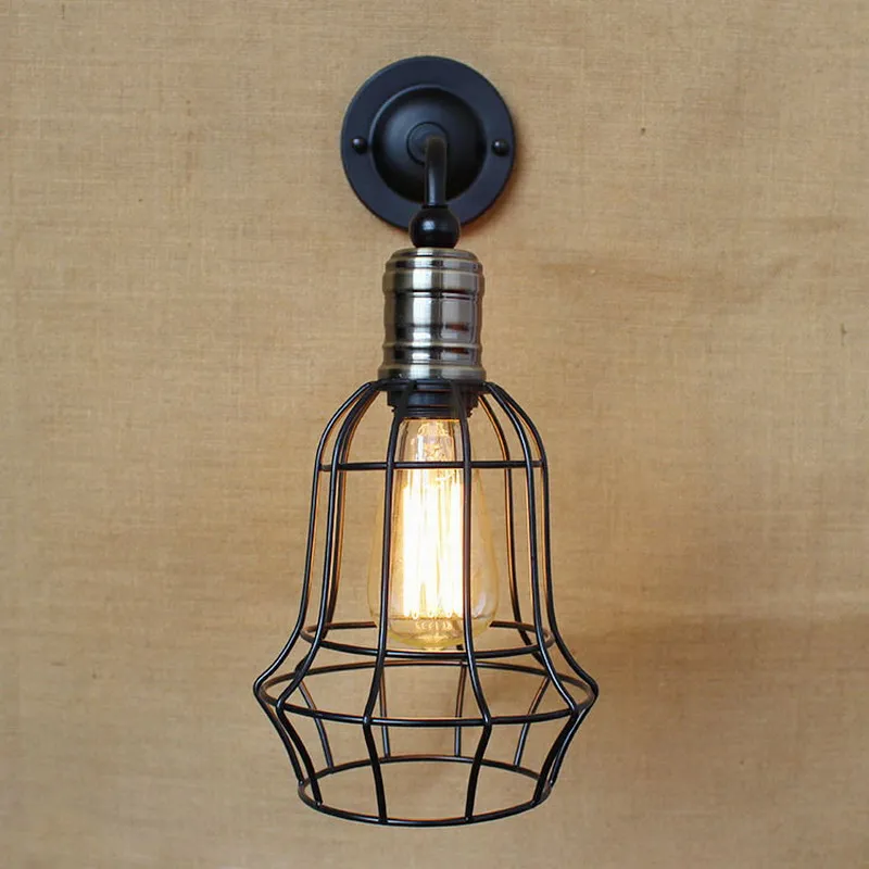 new design antique black metal wire ball wall lamp with long swing arm for workroom bedside bedroom illumination sconce
