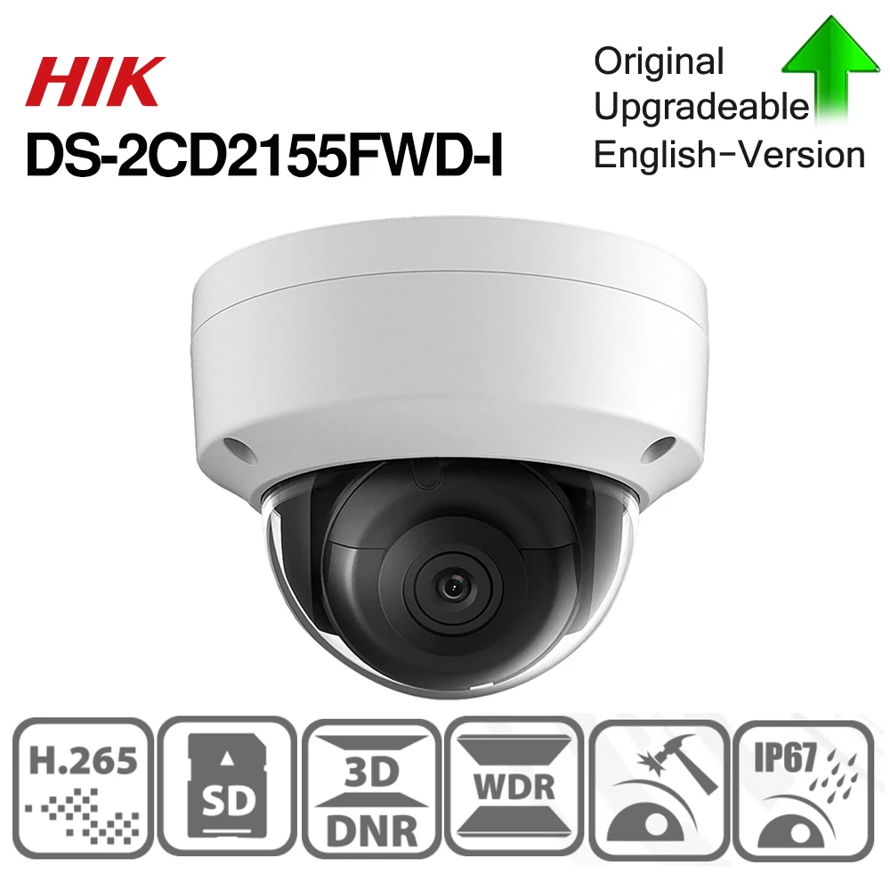 Hikvision DS-2CD2155FWD-I POE камера видеонаблюдения 5MP ИК купольная камера 30 м IR IP67 IK10 H.265+ слот для карты SD