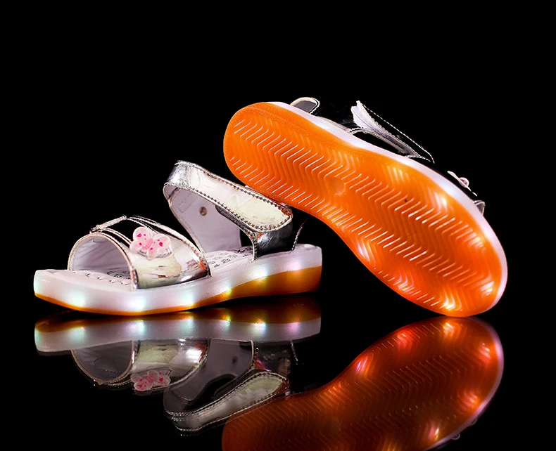 UncleJerry usb зарядка сандалии для девочек и женщин Бабочка светящиеся детская обувь детские летние пляжные детские сандалии, обувь