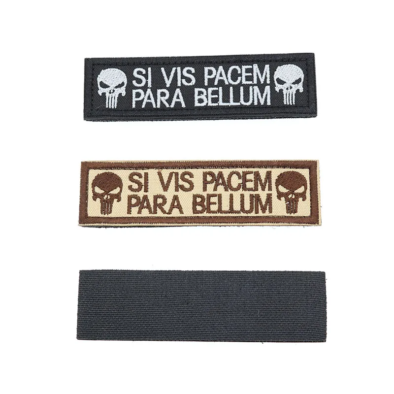 Каратель Скелет SI VIS PACEM одежда Peace Тактический значок для рюкзака Волшебная вышитая повязка 2,6*9,5 см
