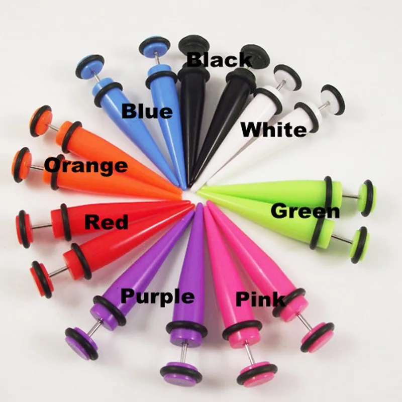 

ZLDYOU 6/8mm Candy Color Fake Ear Tapers Expander Tragus Ear Plug Earring Flesh Tunnels Body Jewelry Acrylic Piercing