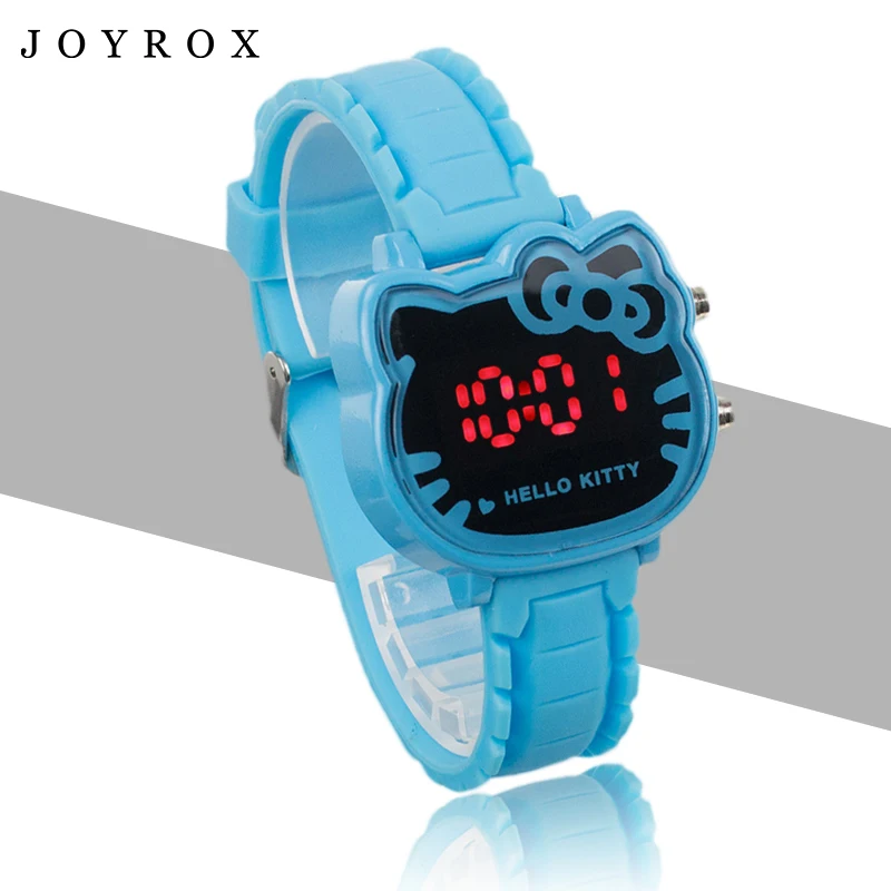 JOYROX,, детские часы hello kitty, светодиодный,, резиновый ремешок, детские часы, модные, для девочек, детские цифровые наручные часы, повседневные часы