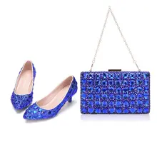 Королевские свадебные туфли с украшением в виде кристаллов синего цвета с сумочкой в комплекте; женская обувь; женские туфли-лодочки с сумочкой; обувь на платформе и высоком каблуке 5 см; туфли-лодочки