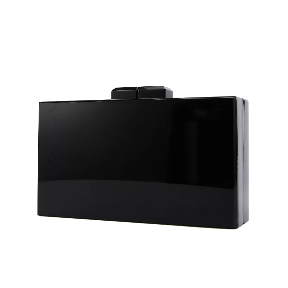 

Fashion Women Solid Black Acrylic Day Clutches Handbag Acrylic Evening Party Dinner Purse Box Clutch Travel Summer Acrylic Bags