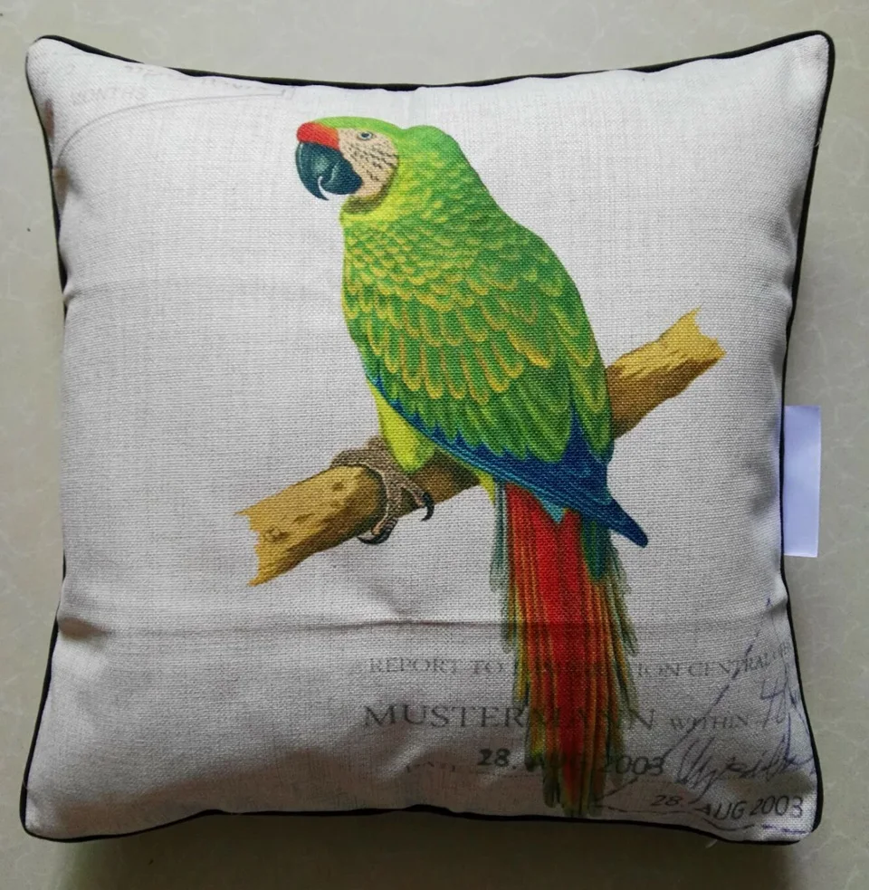Parrot Bird Cushion Covers Tropical Retro Vintage Color Painting