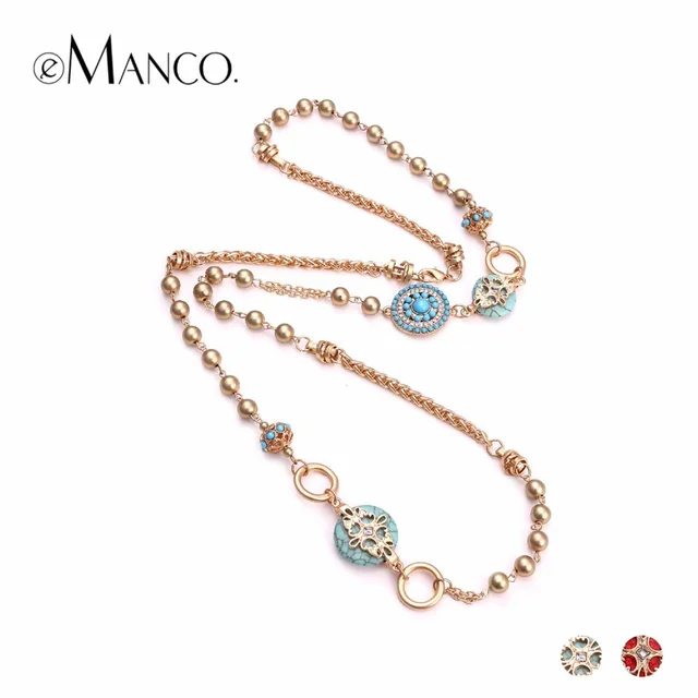 Best Offers eManco  Ethnic Beads Long Necklace  Alloy Bohemia  Charming Chain Necklace For Women Clothes Accessories Wholesales