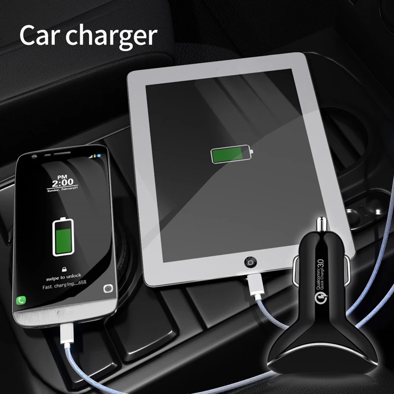 CHARMOON Quick Charge QC 3,0 USB Автомобильное Зарядное устройство USB-C автомобиля мобильный телефон Зарядное устройство с зарядный кабель для Samgsung S8Fast тип C