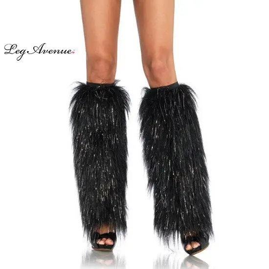 Ноги авеню calentadores De Legs лохматые черные металлизированные и P |