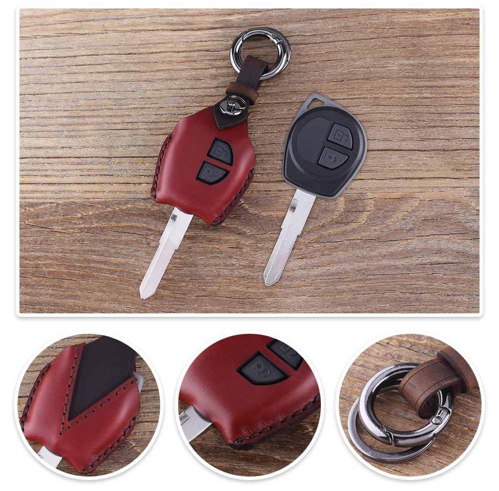 KEYYOU кожаный 2 чехол для ключей с кнопками для SUZUKI SX4 Swift Grand Vitara Liana Key Cover аксессуары