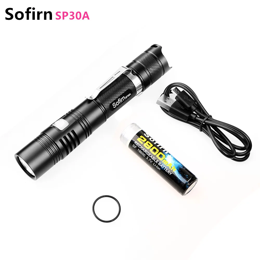 

Sofirn SP30A Kit Powerful LED Flashlight Rechargeable USB Flashlight 18650 Cree XPL 1000LM Torch light 6 Modes Tactical Lanterna
