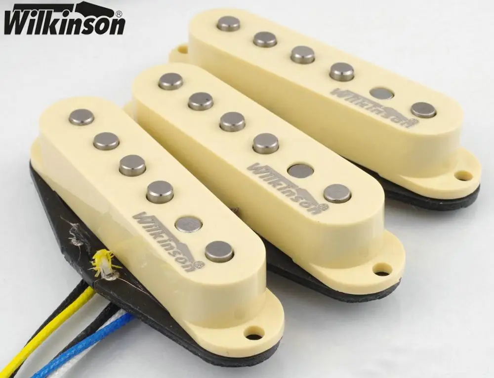 Гитарные звукосниматели, оригинальные звукосниматели Wilkinson Alnico V Humbucker, звукосниматели с одной катушкой, металлические звукосниматели rock, сделанные в Корее - Цвет: WVS Set yellow