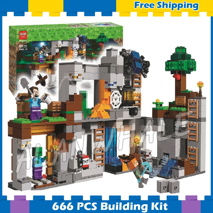 

666pcs My World The Bedrock Adventures Overworld Mine 10990 Model Building Blocks Toys Bricks Compatible with Lego Minecrafted