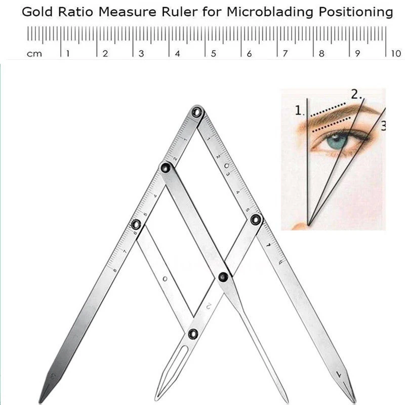 Shellhard Permanent Eyebrow Calipers Ruler Stainless Steel Microblading Calipers Supplies Eyebrow Tattoo Design Calipers Stencil