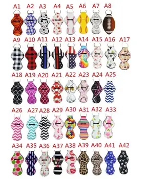 

100pcs/lot 55 Style stock Neoprene keychain chapstick holder for sale SN023