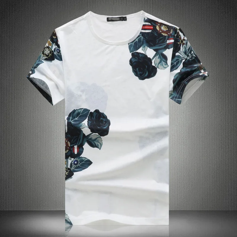 Both Side Print SILK T Shirt Men Summer Casual Fashion Brand Street Clothing Men Tees Top Tshirt