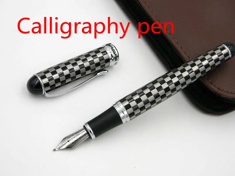 

Jinhao Black white square Silver Trim chess board Calligraphy Nib Fountain Pen
