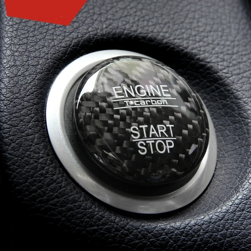 Keenso Carbon Fiber Engine Start Button Stickers Trim Interior Decoratio for Mercedes Benz A B C GLC GLA CLA ML GL Class W176 W246 W205 X253 X156 C117 Black Car Engine Start Button Cover 