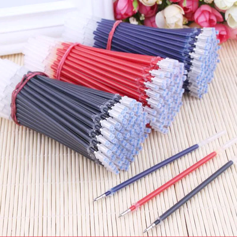 

100pcs/lot Neutral ink Gel Pen Refill High Quality Black Blue Red 0.5mm Refill Office School Supplies Stationery Papelaria