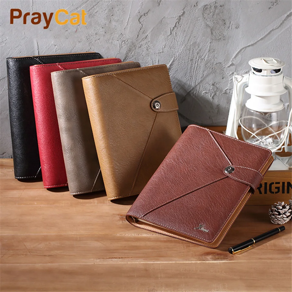 

A5 Planner Business Leather Office Notebook Vintage Diary Notepad Hardcover Meeting Travel Journal Gift Multifunction Custom Log
