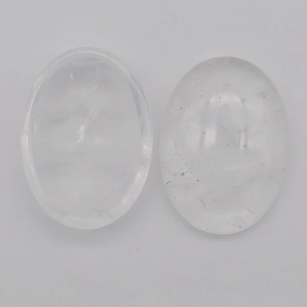 30x22MM Natural Clear Crystal Stone Bead Oval Cabochon CAB GEM Jewelry Making (2pcs/lot) H064