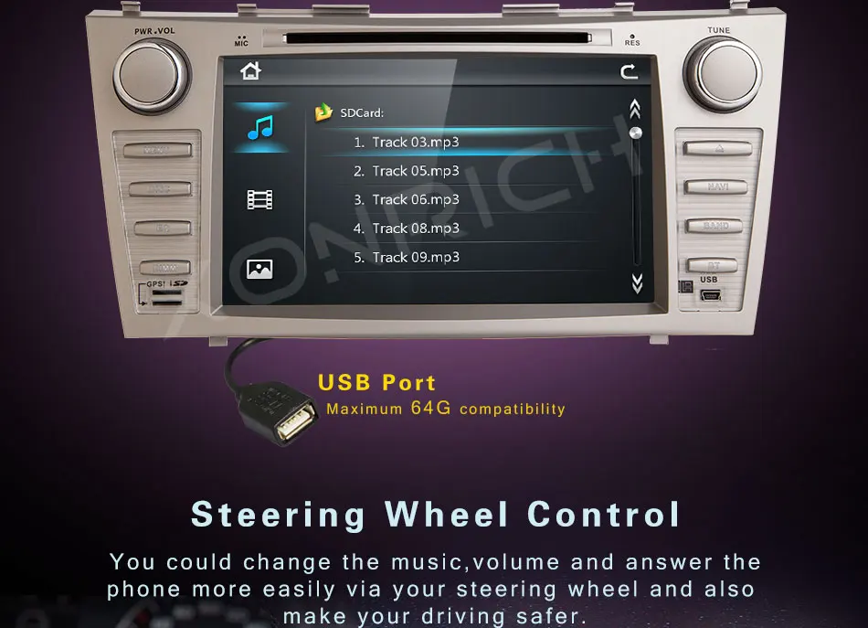 Top 2 Din Car DVD Multimedia Player For Toyota Camry 2007 2008 2009 2010 2011 Aurion GPS Navigation Head Unit Stereo Radio Audio BT 6